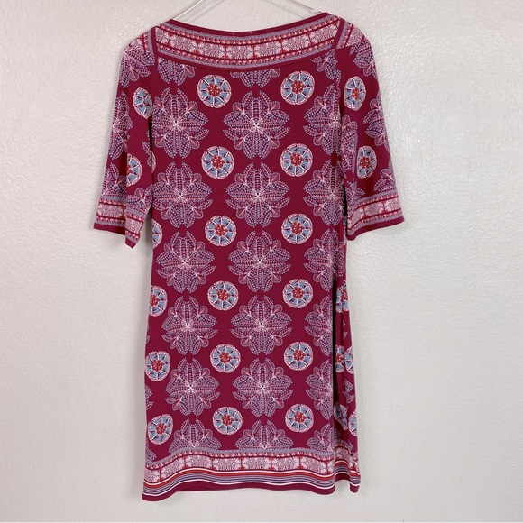 Max Studio Burgundy Geo Print Boat Neck Shift Dress Size XL - Picture 3 of 7